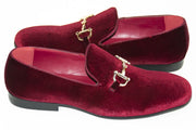 Men's Burgundy Velvet Bit Dress Loafer