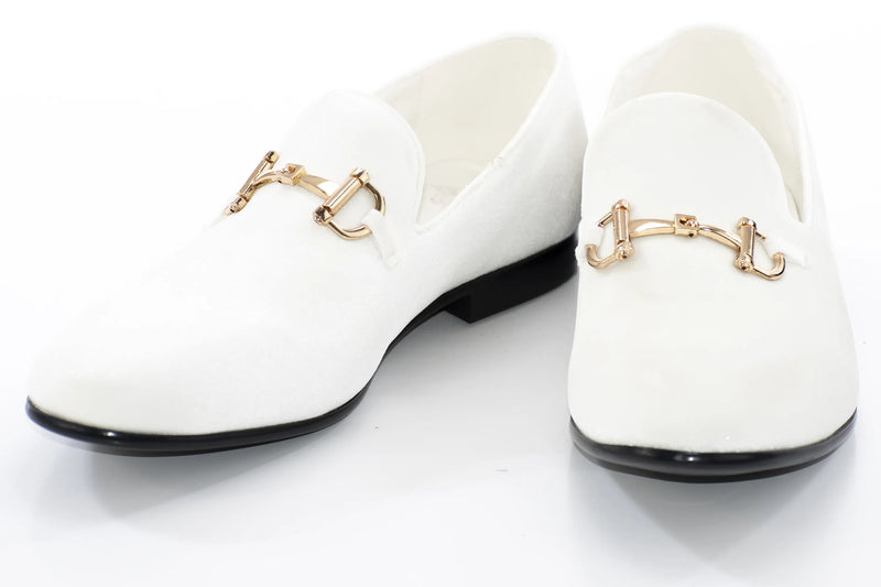 Men's White Velvet Bit Dress Loafer