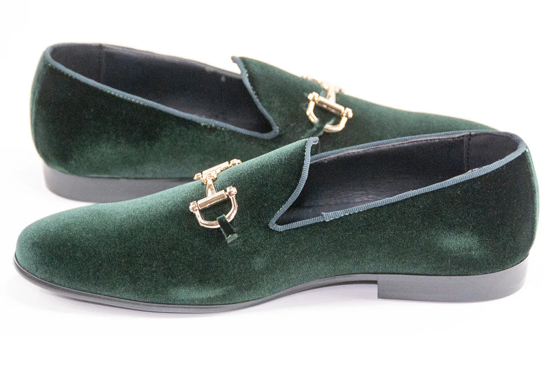 Men's Hunter Green Velvet Bit Dress Loafer