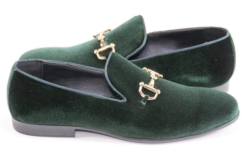 Men's Hunter Green Velvet Bit Dress Loafer