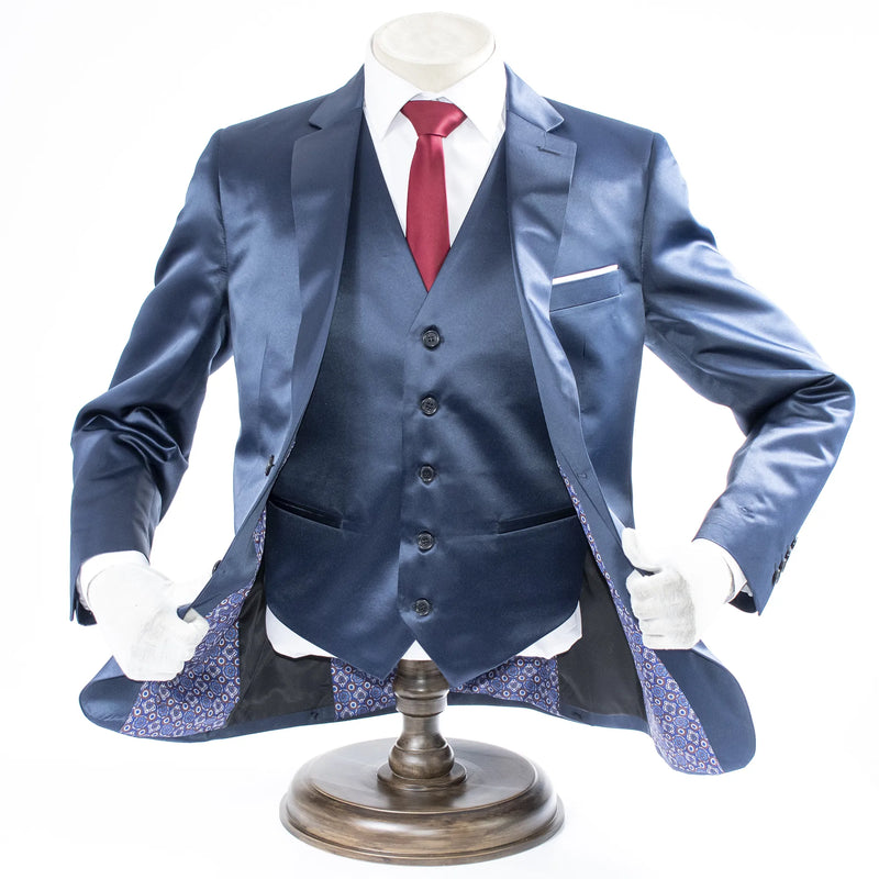 Sapphire Satin 3-Piece Tailored-Fit Suit