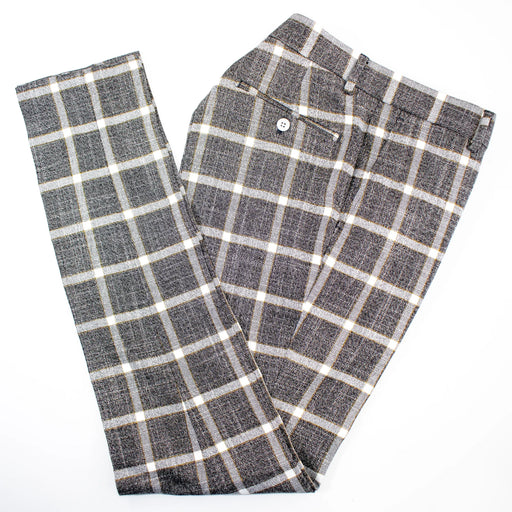 Men's Black And White Plaid Slim-Fit Dress Pants