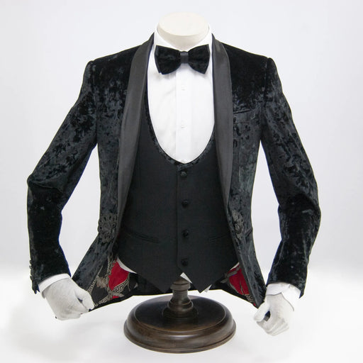 Black Velvet 3-Piece Slim-Fit Tuxedo with Frog Closure