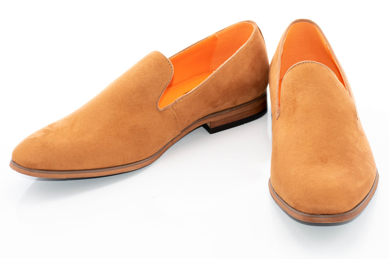 Tan Ultrasuede Slip-On Smoking Loafer