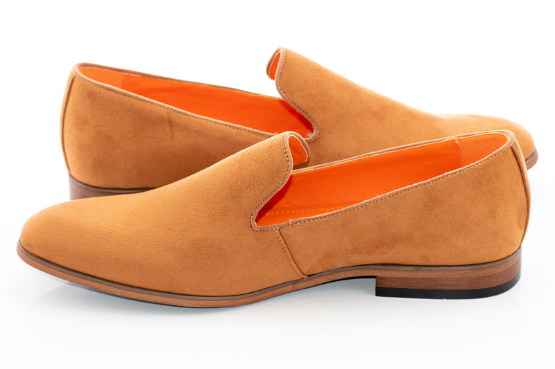 Tan Ultrasuede Slip-On Smoking Loafer