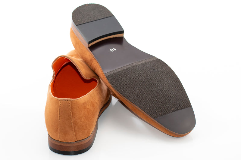 Tan Ultrasuede Slip-On Smoking Loafer