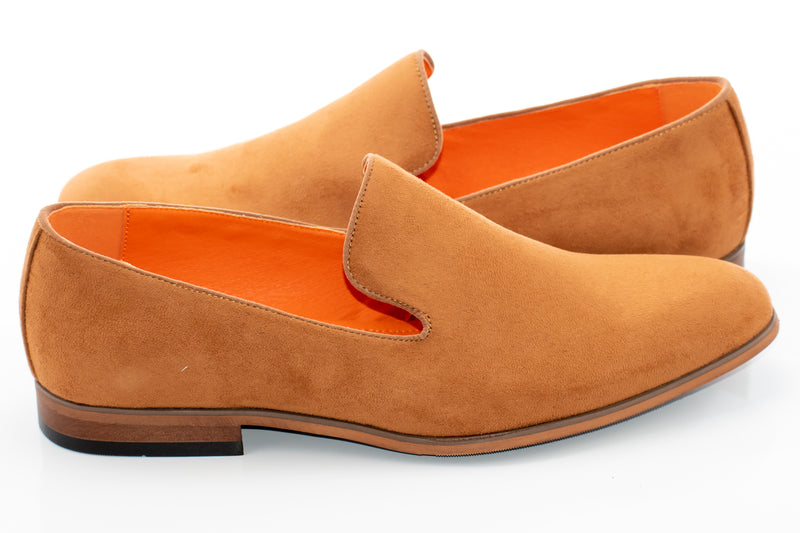 Tan Ultrasuede Slip-On Smoking Loafer