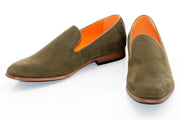 Men's Olive Green Suede Dress Shoe Loafer