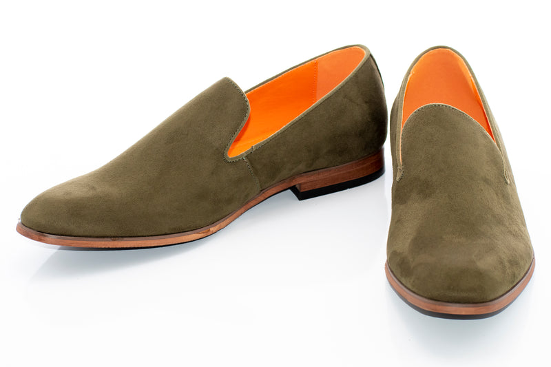 Men's Olive Green Suede Dress Shoe Loafer
