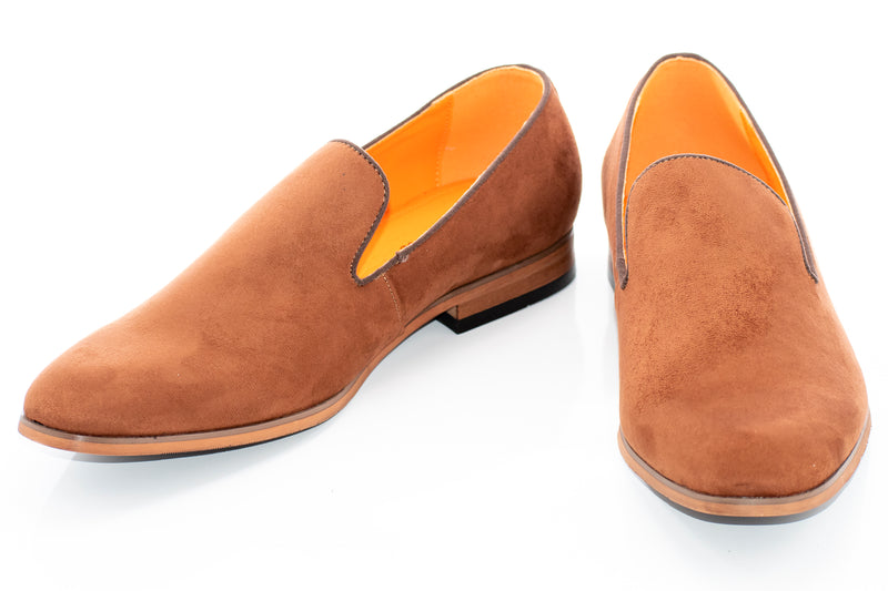 Cognac Ultrasuede Slip-On Smoking Loafer