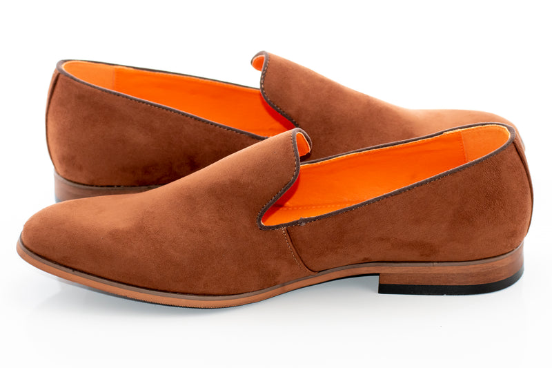 Cognac Ultrasuede Slip-On Smoking Loafer