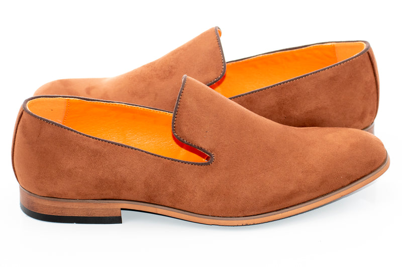 Cognac Ultrasuede Slip-On Smoking Loafer