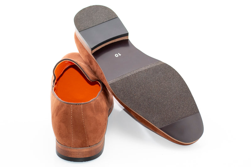 Cognac Ultrasuede Slip-On Smoking Loafer