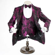 Fuchsia Fancy Woven 3-Piece Slim-Fit Tuxedo