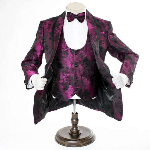 Fuchsia Fancy Woven 3-Piece Slim-Fit Tuxedo
