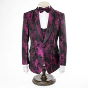 Fuchsia Fancy Woven 3-Piece Slim-Fit Tuxedo