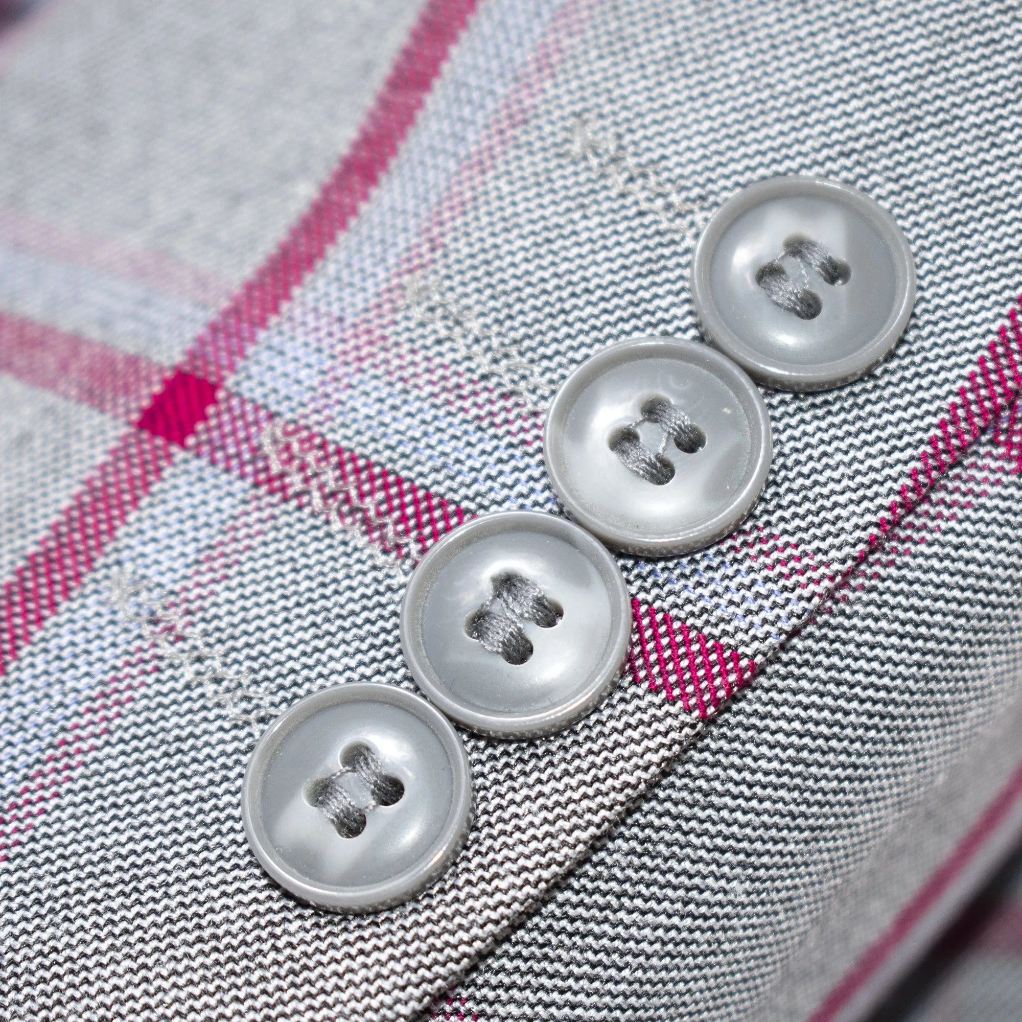 Gray And Fuchsia Plaid 3-Piece Slim-Fit Suit
