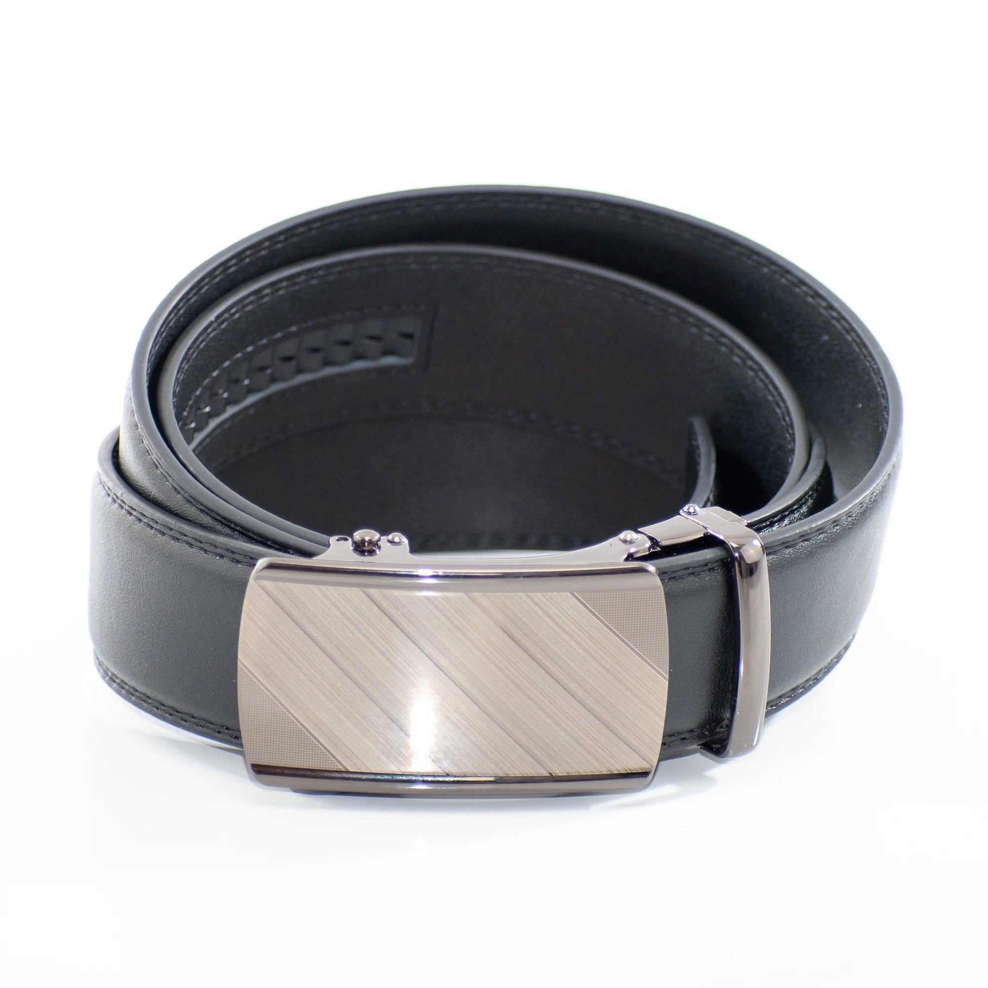Men's Brown And Gold Diagonal Striped Belt Buckle