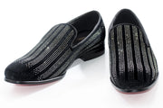 Men's Black And White Rhinestone Dress Loafer