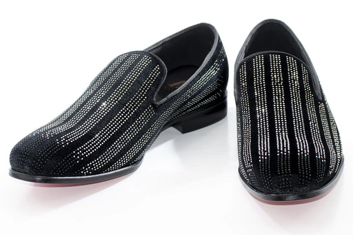 Men's Black And White Rhinestone Dress Loafer