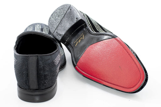 Men's Black And White Rhinestone Dress Loafer