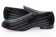 Men's Black And White Rhinestone Dress Loafer