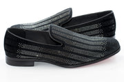 Men's Black And White Rhinestone Dress Loafer