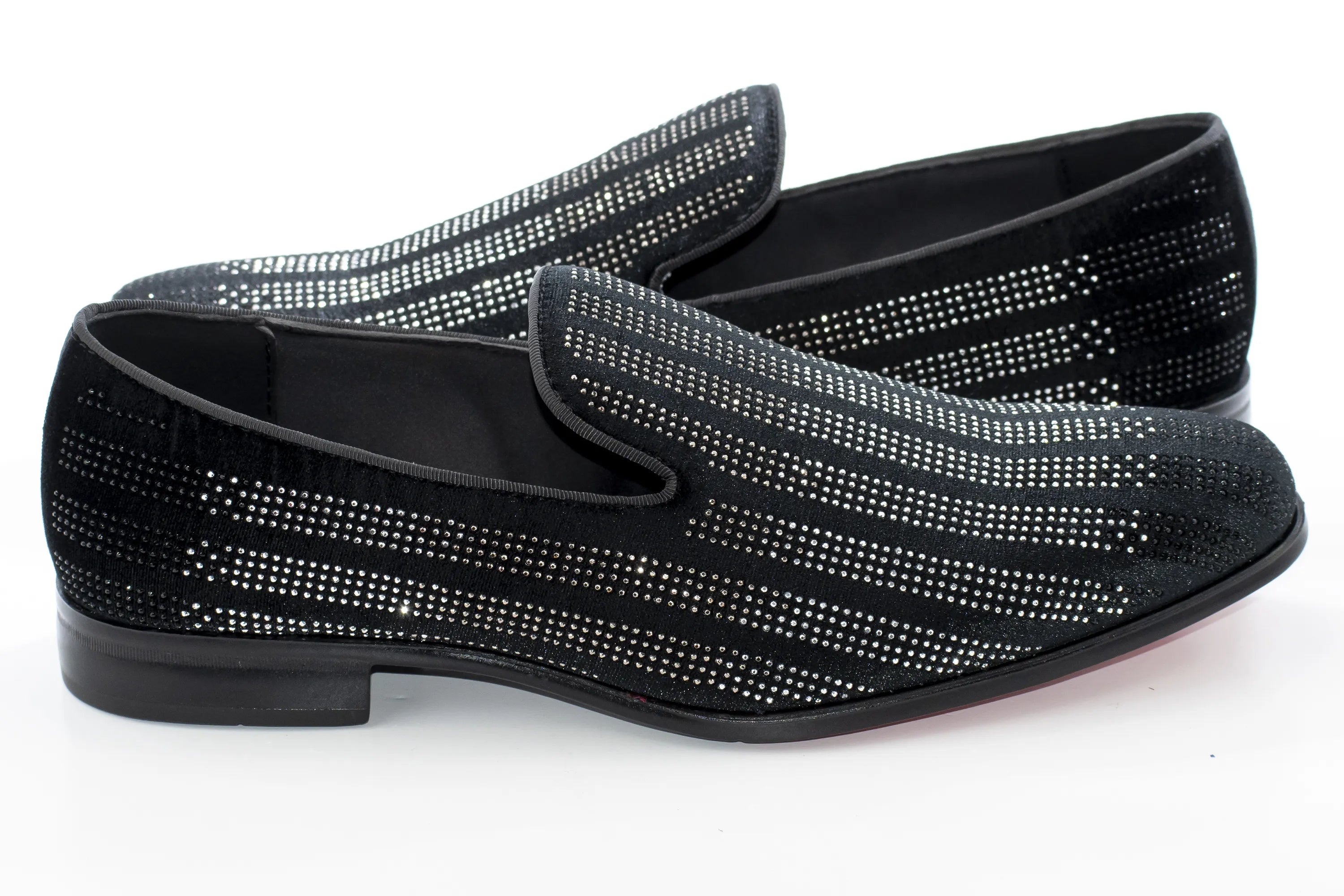 Men's Black And White Rhinestone Dress Loafer