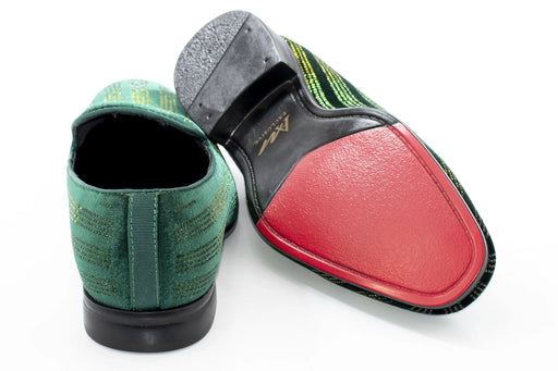 Men's Emerald Green And Yellow Rhinestone Dress Loafer