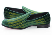 Men's Emerald Green And Yellow Rhinestone Dress Loafer