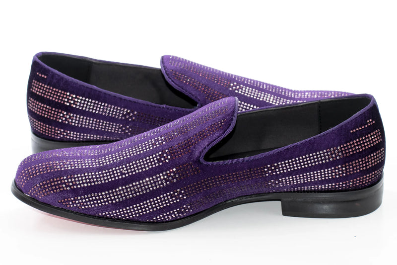Men's Purple Rhinestone Dress Loafer