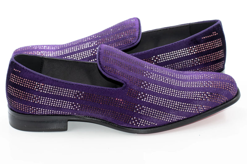 Men's Purple Rhinestone Dress Loafer