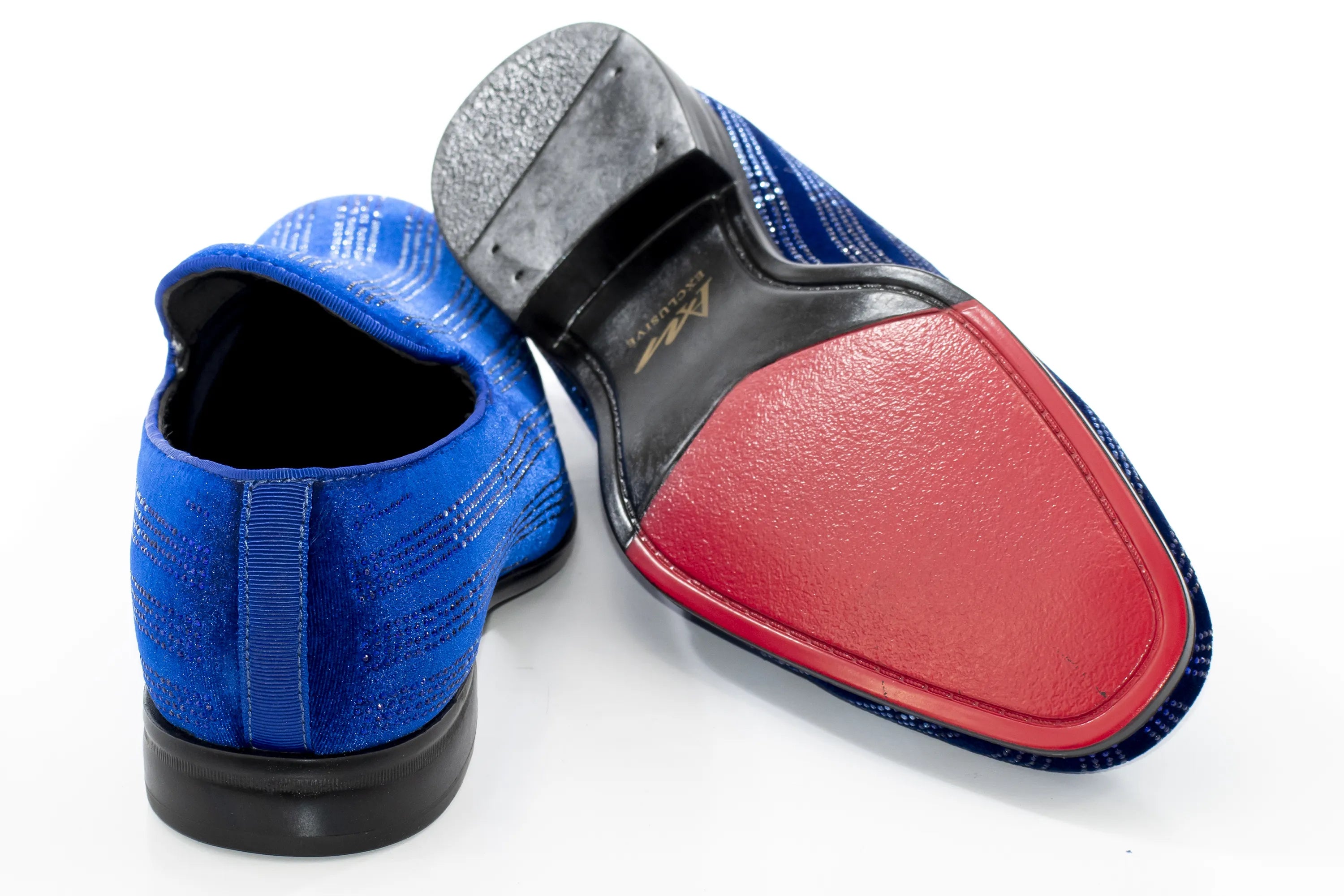 Men's Blue And White Rhinestone Dress Loafer