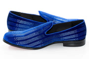 Men's Blue And White Rhinestone Dress Loafer