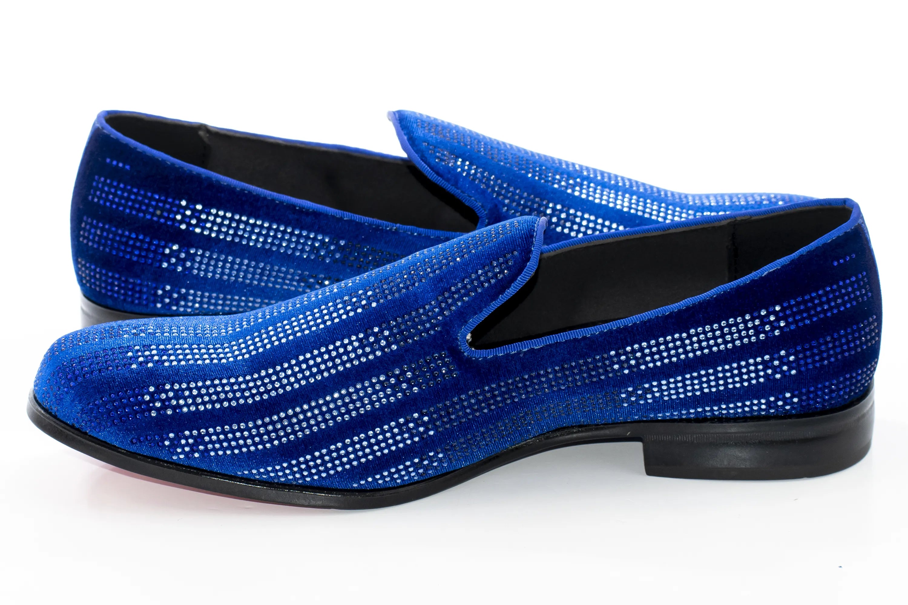 Men's Blue And White Rhinestone Dress Loafer