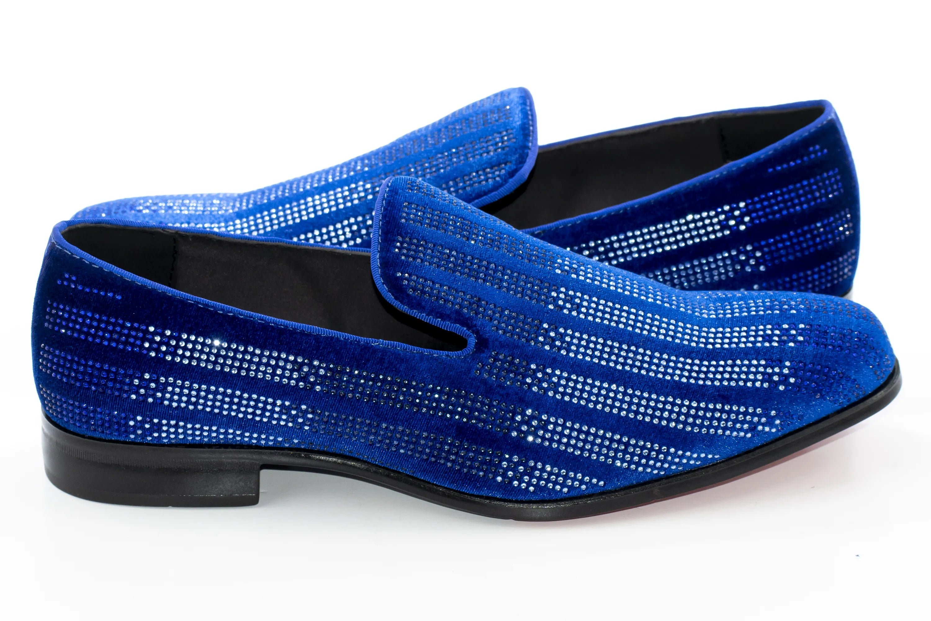 Men's Blue And White Rhinestone Dress Loafer