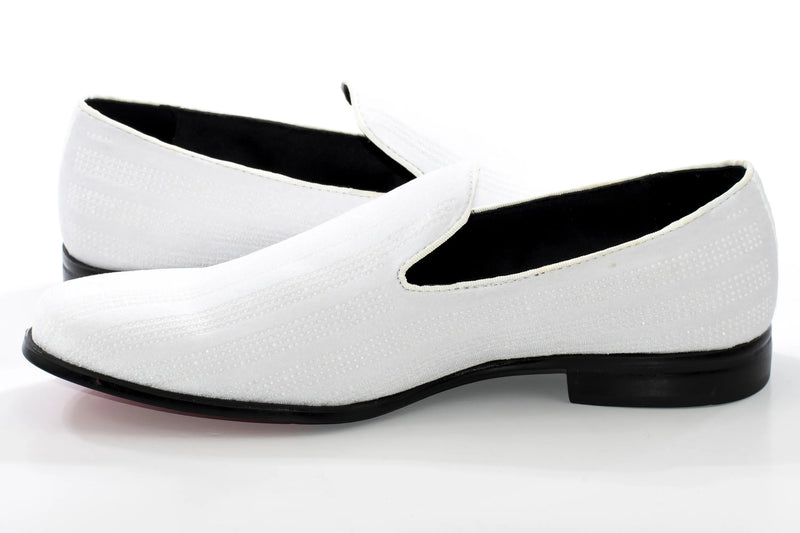 Men's White Rhinestone Dress Loafer