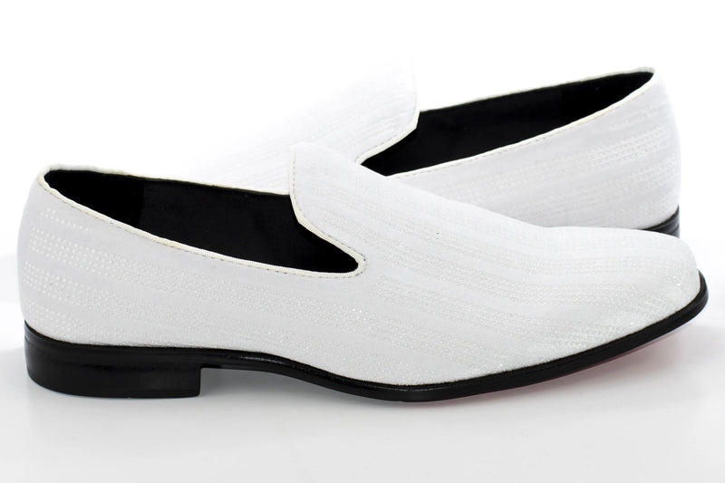 Men's White Rhinestone Dress Loafer
