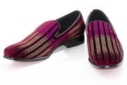 Men's Purple Gold And Pink Rhinestone Dress Loafer