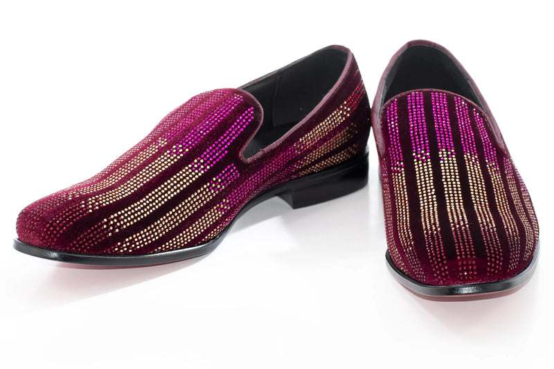 Men's Purple Gold And Pink Rhinestone Dress Loafer