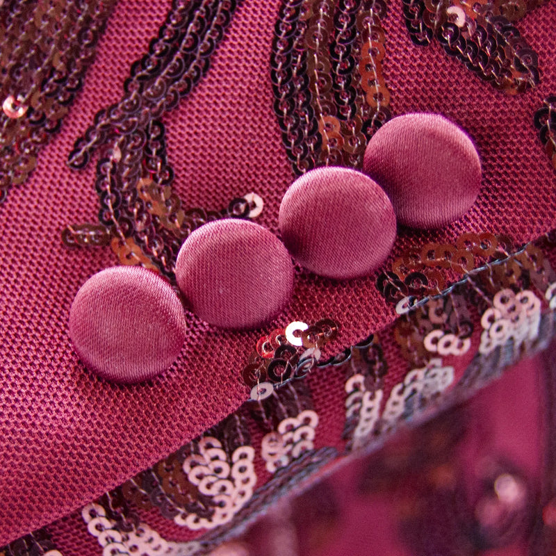 Burgundy Pattern Sequined Slim-Fit Dinner Jacket