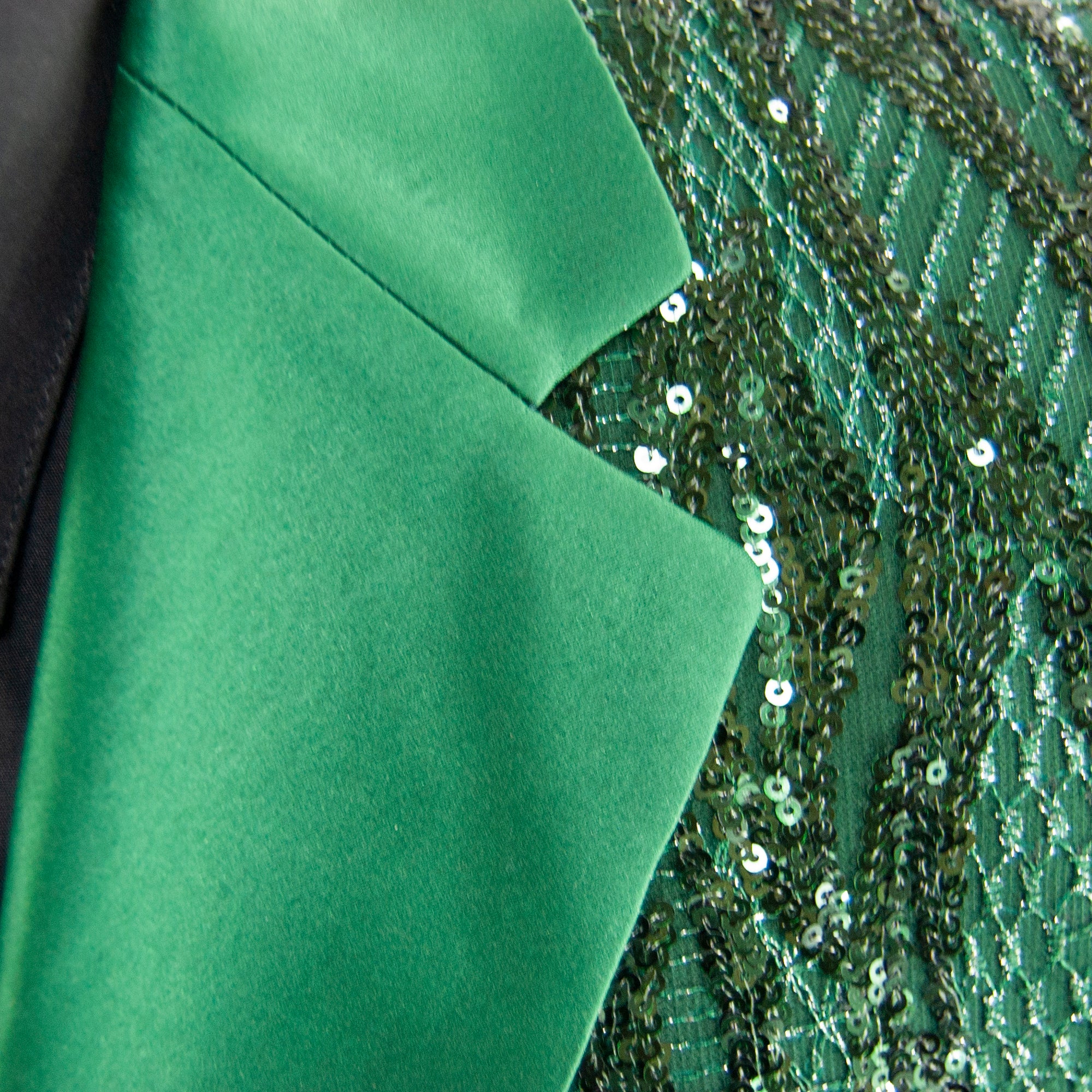 Green Sequined Slim-Fit Dinner Jacket