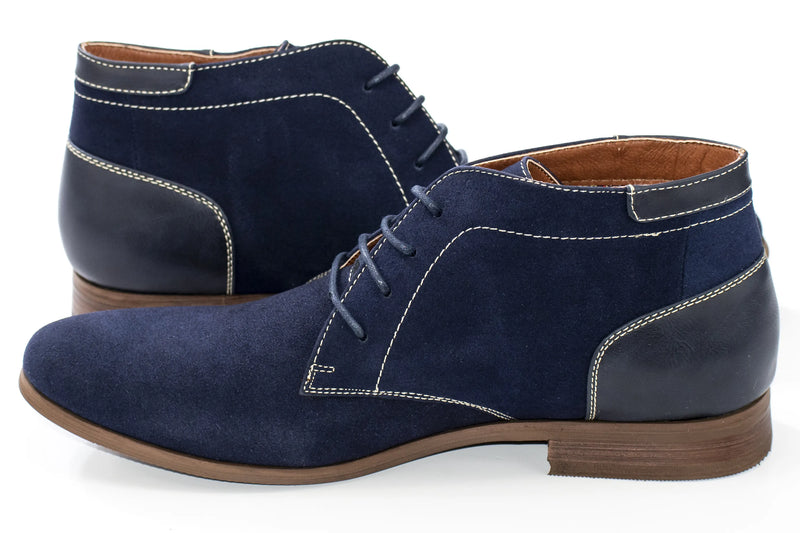 Blue Suede Lace-Up Chukka Boot