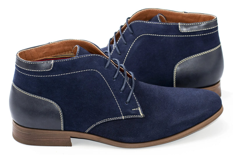 Blue Suede Lace-Up Chukka Boot