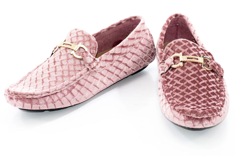 Men's Dust Rose Velvet Diamond Bit-Loafer