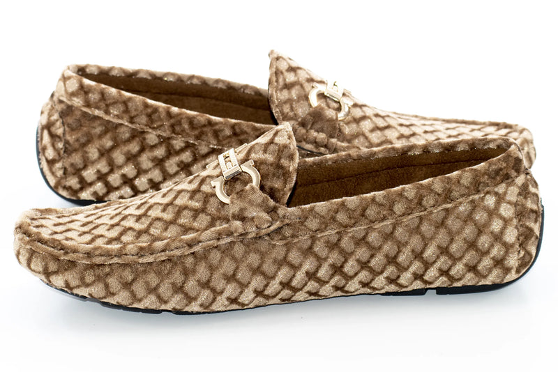 Men's Mocha Velvet Diamond Bit-Loafer