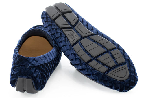 Men's Navy Blue Velvet Diamond Bit-Loafer