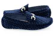Men's Navy Blue Velvet Diamond Bit-Loafer