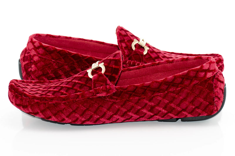Red Diamond Velvet Designer Bit Driver Loafer
