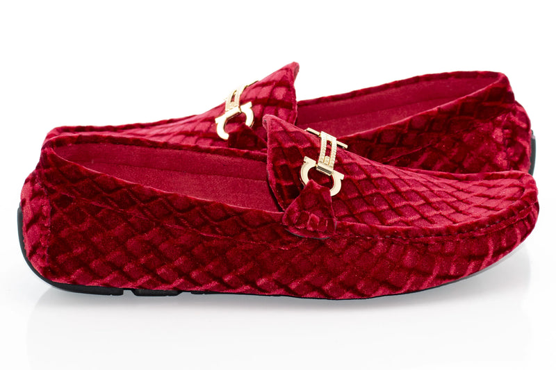 Red Diamond Velvet Designer Bit Driver Loafer